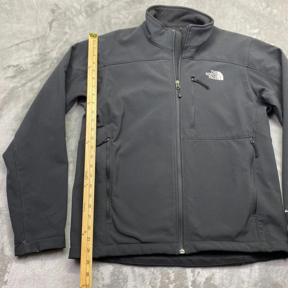 The North Face‎ Apex Mens Medium Black Softshell Full Zip Jacket Fleece Lined